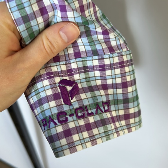 Peter Millar Womens Tab Roll Sleeve Performance Plaid Button Up Shirt XL - Picture 3 of 7